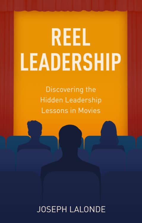 Cover of Reel Leadership book - 3 people sitting in a theater