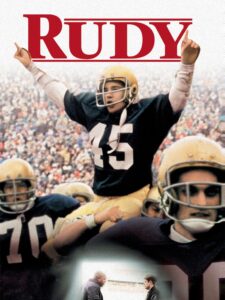 Cover of Rudy movie. A young football player is being carried by other players