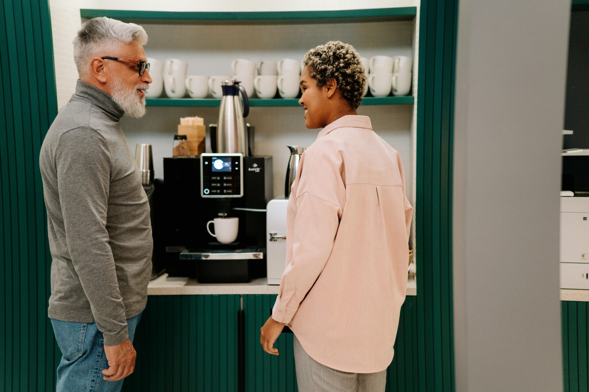 Man and a woman talking