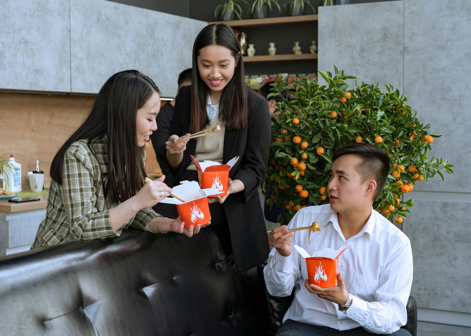 People eating with chopsticks