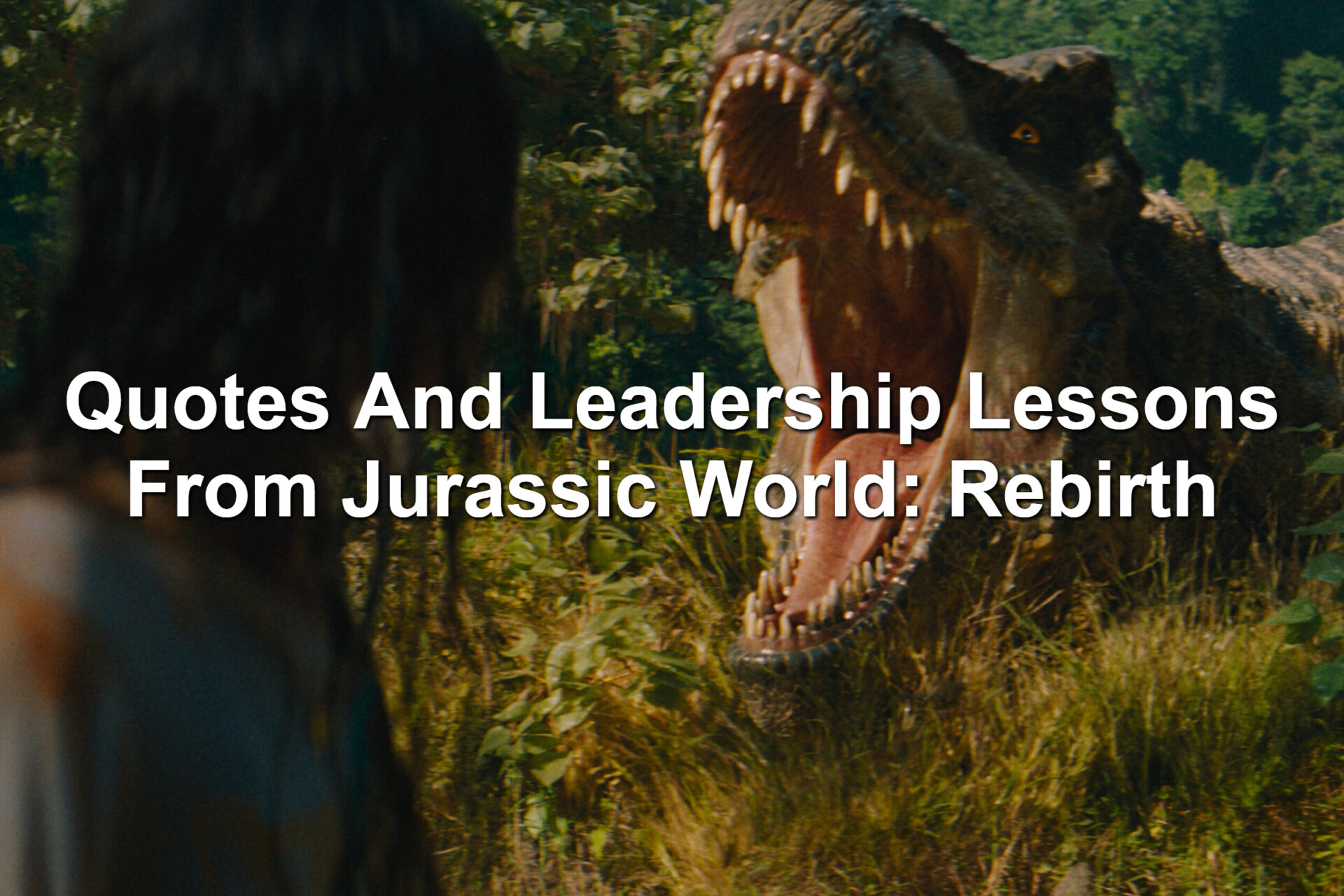 T-Rex roaring at a woman