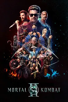 Movie poster for Mortal Kombat 2 movie. Cast of characters is on it.